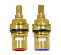 HGB - Par de cartuchos de vástago de disco de cerámica de latón, válvula de grifo, cuarto de vuelta, 1/2 pulgada x 53 mm x 12 mm de longitud estriada, 20 dientes