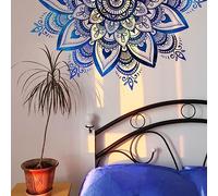 HGDESIGN® Graz Design - Adhesivo decorativo para pared, 78 x 40 cm, diseño de mandala azul y negro