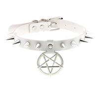 HGDTYRI Collar de cuero con remaches for bondage BDSM, collar maestro, esposas eróticas, collar sexy, collar ajustable, juguetes sexuales for hombres y mujeres.(White Weiß)