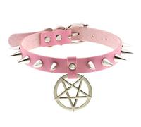 HGDTYRI Collar de cuero con remaches for bondage BDSM, collar maestro, esposas eróticas, collar sexy, collar ajustable, juguetes sexuales for hombres y mujeres.(Pink Rosa)