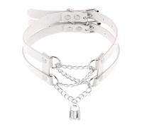 HGDTYRI Collar de doble línea de bondage for mujer, collares de temperamento, puños eróticos for el cuello, collar maestro, collar sexy, juguetes sexuales for hombres y mujeres(White Weiß)