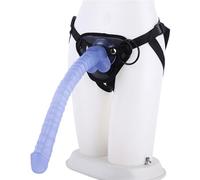 HGDTYRI Consolador con correa de 41 cm, extra largo, de silicona, con correa for el pene, extraíble, con ventosa fuerte y 3 juntas tóricas, juguete sexual anal for mujeres y parejas.(B Blue)