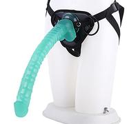 HGDTYRI Consolador con correa de 41 cm, extra largo, de silicona, con correa for el pene, extraíble, con ventosa fuerte y 3 juntas tóricas, juguete sexual anal for mujeres y parejas.(B Green)
