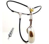 HGDTYRI Jaula de castidad for hombres, de acero inoxidable, ajustable, con tapón anal de metal, cinturón de castidad de abstinencia, ropa interior, juguete sexual for hombres y parejas.(A,140cm-150cm)