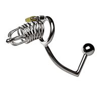 HGDTYRI Jaula for pene con dilatador uretral de acero inoxidable, bolas anales, jaula de castidad SM, juego de bondage, cinturón de castidad, juguetes sexuales for hombres y parejas.(LangerStil)