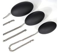 HGDTYRI Tapón anal de silicona BDSM con cadena de metal, bolas anales, consoladores anales, punto G, masturbación vaginal, juguetes sexuales for mujeres y hombres.(Black Schwarz,L)