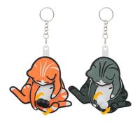 HGEKLIZV Llavero interactivo de gato travieso, divertido llavero con huevos giratorios de gatos, regalo divertido para los amantes de los gatos (naranja y gris)
