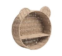 HGENAHGTF Cesta colgante tejida con forma de oreja de oso, estante de almacenamiento tejido de ratán, estante flotante para exhibición de plantas pequeñas, decoración del hogar, organización del hogar