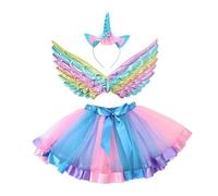 HGENAHGTF Tutús de diadema de ángel con unicornios | 3 piezas de decoración de fiesta de cumpleaños de Halloween para niñas, ropa de vestir de princesas para jugar a simular