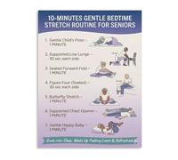 HGETJOHXEM 10 Minute Bedtime Stretch Guide Poster Gentle Routine for Seniors and Elderly Home Bedroom Wall-Art Decor(Unframed,12x18inch(30x45cm))