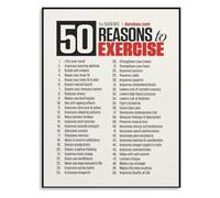 HGETJOHXEM 50 Reasons to Exercise Poster Workout Motivation Canvas Wall-Art for Home Gym and Office(Framed,16x24inch(40x60cm))