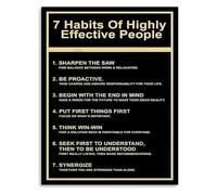 HGETJOHXEM 7 Habits Of Highly Effective People Motivational Poster Leadership Success Principles Wall-Art for Office Workplace Home Study Decor(Unframed,12x18inch(30x45cm))