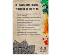 HGETJOHXEM 8 Life Changing Habits in One Year Poster Habit and Mindset Shifts Canvas Wall-Art for Bedroom Living Room Decor(Framed,08x12inch(20x30cm))