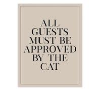 HGETJOHXEM All Guests Must Be Approved by The Cat Poster Wall-Art Room Aesthetic for Bedroom Living Room Home(Unframed,16x24inch(40x60cm))