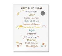 HGETJOHXEM Arabic Learning Poster for, Islamic Decor Canvas Print, Motivational Wall-Art for Childs Room and Playroom(Framed,16x24inch(40x60cm))