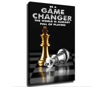 HGETJOHXEM Be a Game Changer Inspirational Wall-Art Black White Canvas Print for Home Office Classroom(Framed,16x24inch(40x60cm))
