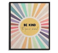 HGETJOHXEM Be Kind to Your Mind Wall-Art Boho Mental Health Awareness for Office Classroom(Framed,08x12inch(20x30cm))