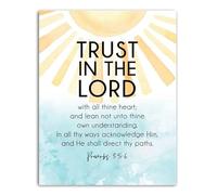 HGETJOHXEM Bible Quote Art Trust in the Lord Print for Christian Home Decor and Encouragement(Framed,08x12inch(20x30cm))