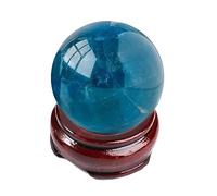 HGETJOHXEM Blue Fluorite Crystal Ball Gemstone Sphere Crystal Ornaments for Balancing Feng Shui Aura Home and Office Decoration,60-70mm