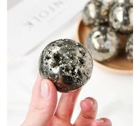 HGETJOHXEM Chalcopyrite Crystal Sphere Pyrite Ball Crystal Stone Rock Home Room Decoration Ornaments (Size : 5-5.2CM)