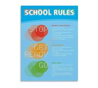 HGETJOHXEM Classic School Rules Poster Printable Wall Decor Canvas Print Inspirational Art for Bedroom Living Room(Framed,16x24inch(40x60cm))