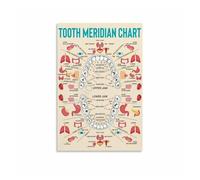 HGETJOHXEM Complete Meridian Tooth Diagram, Acupressure Points Canvas Art, Office, Holistic Practice Decor(Unframed,08x12inch(20x30cm))
