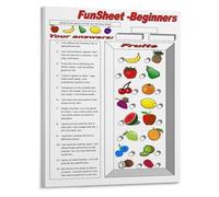 HGETJOHXEM Early English Learning Poster Fruits Riddle Vocabulary Descriptive Matching For Toddlers Educational Wall-Art(Framed,12x18inch(30x45cm))