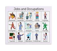 HGETJOHXEM Educational Wall-Art Jobs And Occupations Visual Vocabulary Guide Canvas Print Poster for Language Learning Nursery Playroom Living Room Decor(Unframed,16x24inch(40x60cm))