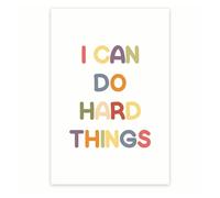 HGETJOHXEM Empowering Wall-Art Poster - I Can Do Hard Things Inspiring Quote - for Classroom Teacher Office Gym Locker Room Decor(Framed,12x18inch(30x45cm))