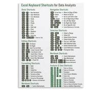 HGETJOHXEM Excel Productivity Shortcuts Poster Ctrl C Ctrl V Ctrl Z Ctrl F Find Replace Analyst Desk Wall-Art(Unframed,16x24inch(40x60cm))