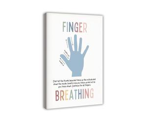 HGETJOHXEM Five Finger Tracing Exercise Poster Canvas Wall-Art for Mental Health Focus Aid Room Decor(Framed,16x24inch(40x60cm))