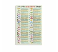 HGETJOHXEM Flower Essences Guide Chart Poster, Educational Wall-Art for Home Decor, Canvas Print of Flower Remedies Reference for Living Room, Bedroom(Framed,12x18inch(30x45cm))