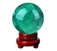 HGETJOHXEM Fluorite Crystal Ball with Stand,Green Quartz Gemstone Sphere for Home Decorative,Photography, Christmas Day Gifts,9cm