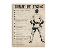 HGETJOHXEM Focus And Discipline Poster Karate Life Lessons Martial Arts Rules Canvas Painting Wall-Art(Framed,12x18inch(30x45cm))