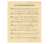 HGETJOHXEM Gift for Church Musician - Vintage Hymn Sheet Music Framed Art Print, Inspirational Wall Decor for Choir Member, Pastor, or Christian Family(Unframed,12x18inch(30x45cm))