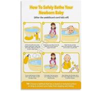 HGETJOHXEM How to Bathe Your Newborn Guide Poster Canvas Wall-Art for Nursery Decor Parents Gift Gentle Care Steps(Unframed,16x24inch(40x60cm))