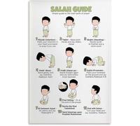 HGETJOHXEM How to Pray Salah Muslim Prayer Guide Poster Canvas Wall-Art for Living Room Bedroom Home Decor(Unframed,08x12inch(20x30cm))
