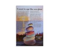 HGETJOHXEM I Want To Age Like Sea Glass Poem Poster, Inspirational Beach Quote Wall Art, Framed Canvas Print for Serene Home Office Living Room Decor(Unframed,12x18inch(30x45cm))