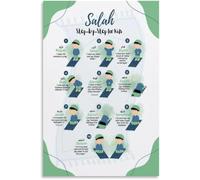 HGETJOHXEM Learn How to Perform Salah Islamic Prayer Guide Poster Canvas Wall-Art for Living Room Bedroom Decor Muslim(Unframed,16x24inch(40x60cm))