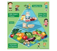 HGETJOHXEM Learning Food Pyramid Chart Healthy Eating Poster Educational Classroom Wall Decor for Nutrition Guide(Unframed,12x18inch(30x45cm))