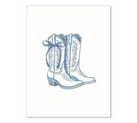 HGETJOHXEM Light Blue Western Poster, Cowgirl Boots Coquette Wall-Art, Vintage Funky Girly Canvas for Bedroom & Dorm Decor(Unframed,08x12inch(20x30cm))
