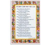 HGETJOHXEM Live Your Philosophy Learn What They Live Poem on Canvas a Quiet Guide for Intentional Family Spaces(Unframed,16x24inch(40x60cm))