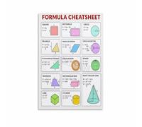 HGETJOHXEM Math Formula Poster Mathematics Reference Guide Educational Wall-Art for Students Study Room Classroom Bedroom Living Room Decor(Unframed,16X24inch(40X60cm))