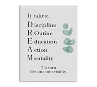HGETJOHXEM Motivational Dreams Come True Canvas Wall-Art Inspirational Poster for Office Home Living Room Gym Decor(Framed,12x18inch(30x45cm))