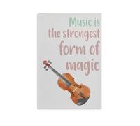 HGETJOHXEM Motivational Music Quote Canvas Art, Music Is Magic Inspirational Poster for Living Room, Bedroom, Classroom Decor(Framed,12x18inch(30x45cm))