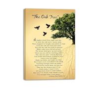 HGETJOHXEM Oak Tree and Quote Canvas Wall-Art Inspirational Nature Print Poetic Saying Modern Home Decor for Office Bedroom(Framed,08x12inch(20x30cm))