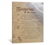 HGETJOHXEM Poster Gifts Footprints in The Sand Canvas Art Posters Wall-Art Pictures Print Modern Family Bedroom Decor for Home Office(Unframed,16x24inch(40x60cm))