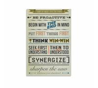 HGETJOHXEM Principles of Effectiveness Canvas Wall-Art Motivational Guide for Personal and Professional Success Office Decor(Framed,16x24inch(40x60cm))
