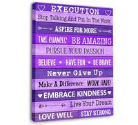 HGETJOHXEM Purple Inspirational Quote Canvas Wall Art, Gwisml Execution Quotes Motivational Print for Office and Home Decor(Framed,12x18inch(30x45cm))