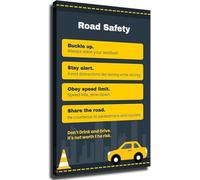 HGETJOHXEM Road Rules Poster Traffic Guide Educational Wall-Art for Driving School Office(Unframed,16x24inch(40x60cm))